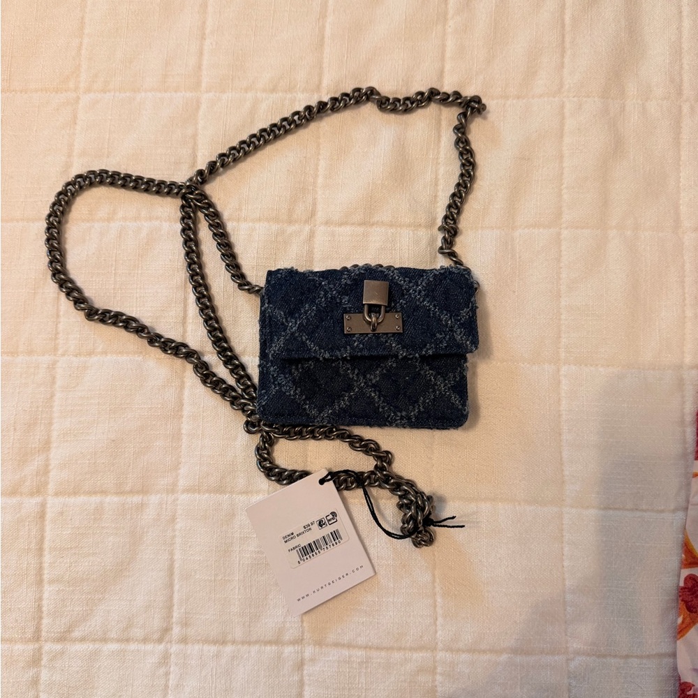 NWTKurt Geiger Navy Quilted Mini Bag with Chain Strap